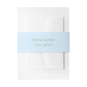 Simple Minimalist Sage & Blue Wedding Invitation Belly Band