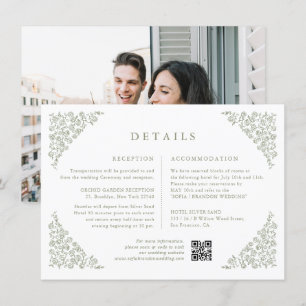 Simple Minimalist Sage Green Photo Wedding Details Enclosure Card