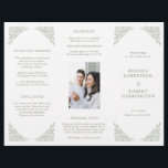 Simple Minimalist Sage Green Photo Wedding Program<br><div class="desc">Elegant photo wedding program features a minimalist design with a delicate floral border,  perfectly suited for formal weddings. The classic typography and customizable text make it a timeless choice for couples seeking sophisticated,  personalized wedding stationery.  For customization or additional products featuring this design,  please feel free to contact me.</div>