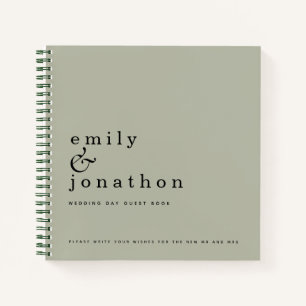 Simple Minimalist Sage Green Wedding Guest Book