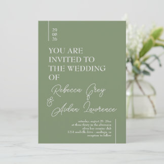 Simple Minimalist Sage Green White Invitation Card