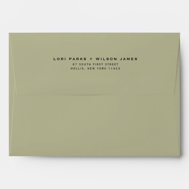 Simple Minimalist Sage Printed Return Address Envelope (Back (Top Flap))
