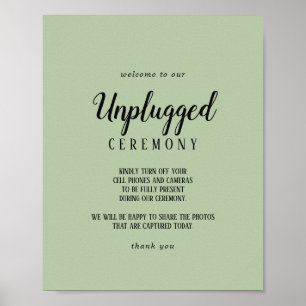 Simple Minimalist Sage Unplugged Ceremony  Poster