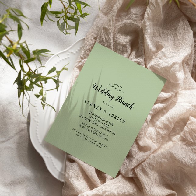 Simple Minimalist|Sage Wedding Brunch Invitation (Creator Uploaded)