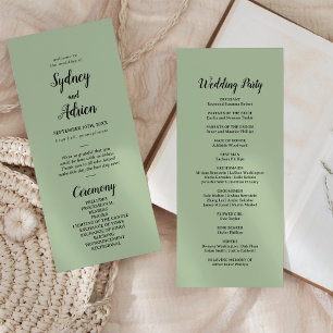 Simple Minimalist Sage Wedding Program