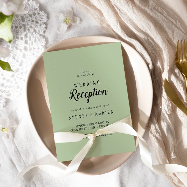 Simple Minimalist|Sage Wedding Reception Only Invitation (Creator Uploaded)