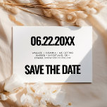 Simple minimalist save the date<br><div class="desc">Go for a simple yet striking black and white design for your wedding stationery. This modern and elegant style can suit any couple. Fully customizable,  you can easily change the colours of the text or background to your liking.</div>