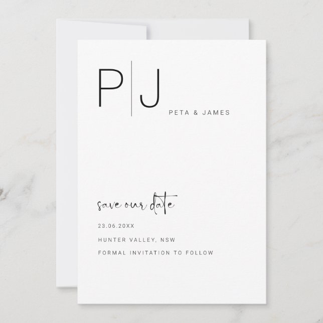 Simple Minimalist Save the date wedding invitation (Front)