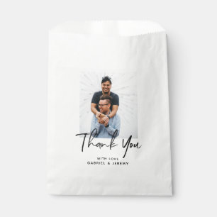 Simple Minimalist Script Custom Photo Wedding Favour Bag