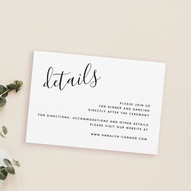 Simple Minimalist Script | Elegant Wedding Details RSVP Card (Creator Uploaded)