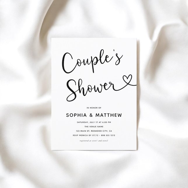 Simple Minimalist Script Heart Couples Shower Postcard (Creator Uploaded)