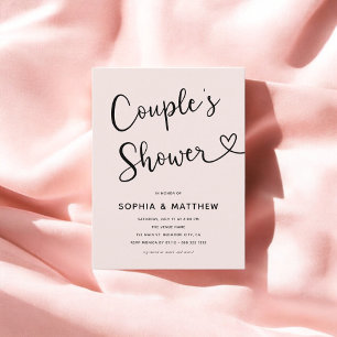 Simple Minimalist Script Heart Couples Shower Postcard