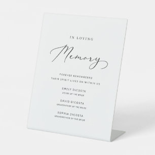 Simple Minimalist Script In Loving Memory Wedding Pedestal Sign