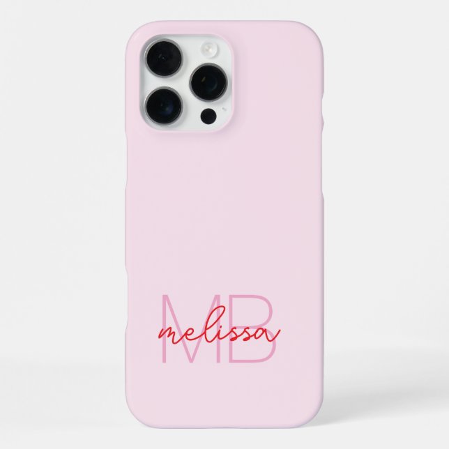 Simple Minimalist Script Initial Monogram iPhone Case (Back)