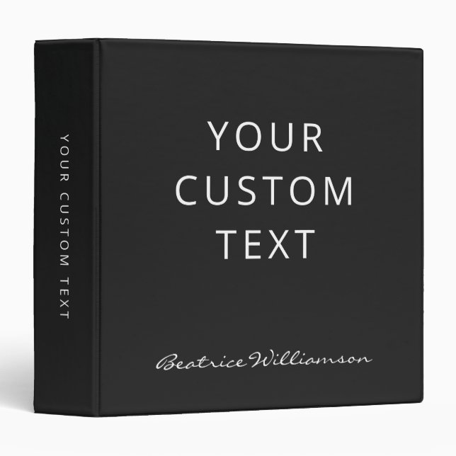Simple Minimalist Script Name Custom Black White Binder (Front/Spine)