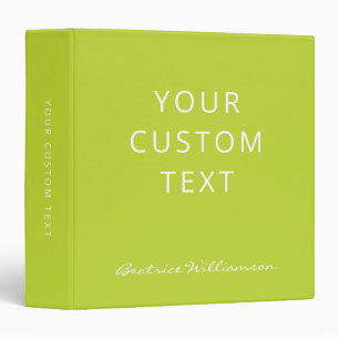Simple Minimalist Script Name Custom Chartreuse  Binder