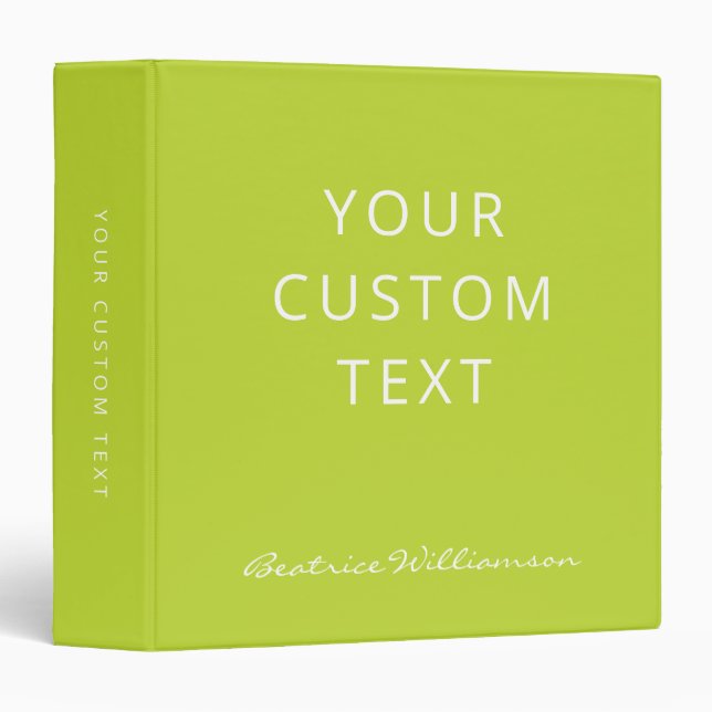 Simple Minimalist Script Name Custom Chartreuse  Binder (Front/Spine)