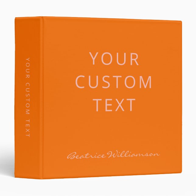 Simple Minimalist Script Name Custom Pink Orange Binder (Front/Spine)