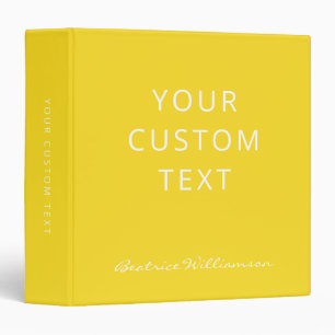Simple Minimalist Script Name Custom Summer Yellow Binder