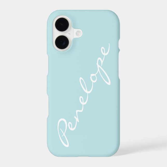 Simple Minimalist Script Name Pastel Aqua Custom  (Back)