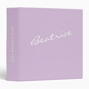 Simple Minimalist Script Name Pastel Lilac Custom  Binder