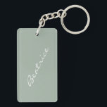 Simple Minimalist Script Name Sage Green Custom  Keychain<br><div class="desc">Simple Minimalist Script Name Sage Green Custom Keychain</div>