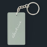 Simple Minimalist Script Name Sage Green Custom  Keychain<br><div class="desc">Simple Minimalist Script Name Sage Green Custom Keychain</div>