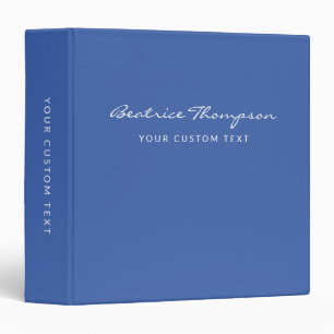 Simple Minimalist Script Personalized Blue Binder