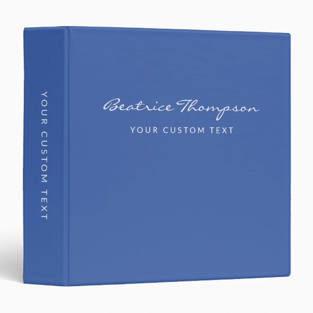 Simple Minimalist Script Personalized Blue Binder (Front/Spine)