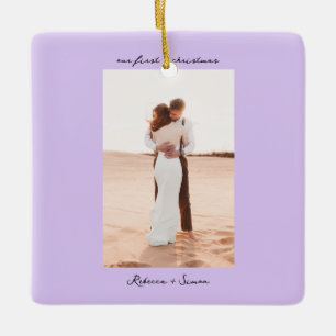 Simple Minimalist Script Photo Ceramic Ornament
