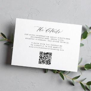Simple minimalist script QR code wedding details Enclosure Card