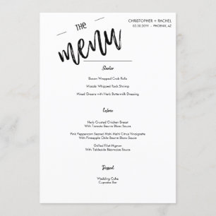 Simple Minimalist Script Wedding Event Dinner  Menu