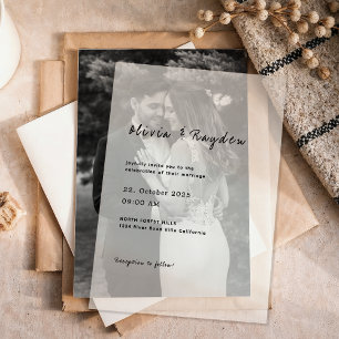 Simple Minimalist Script Wedding Vellum Invitations