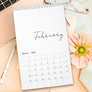 Simple Minimalist Script Writing Months Custom Calendar
