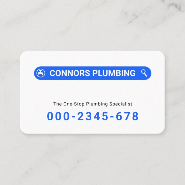 Simple Minimalist Searching Plumber Service Business Card (Front)
