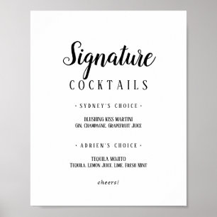 Simple Minimalist Signature Cocktails Sign