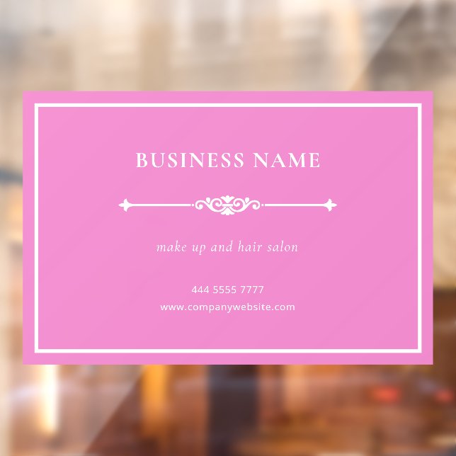 Simple Minimalist Small Business Beauty Salon Pink Window Cling (Sheet 2)