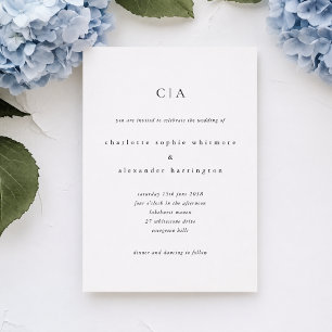 Simple, minimalist, small letters, small caps invitation