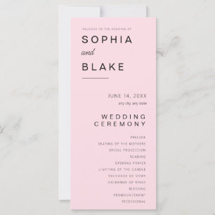 Simple Minimalist Soft Pink Wedding Program
