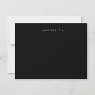 Simple Minimalist Solid Black Gold Personalized Card