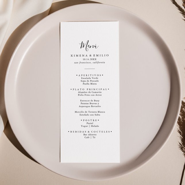 Simple Minimalist Spanish Dinner Menu (Creator Uploaded)