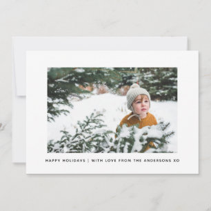 Simple Minimalist Stripe Holiday Family Photo Card