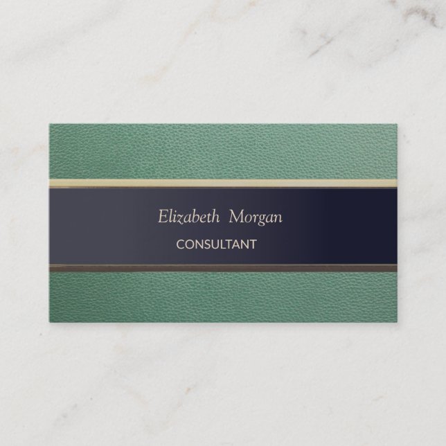 Simple Minimalist ,Stripe, Leather Look Business Card (Front)