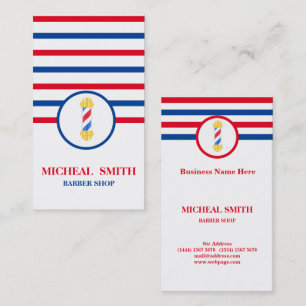 Simple Minimalist Striped Chic Barbershop Business Card