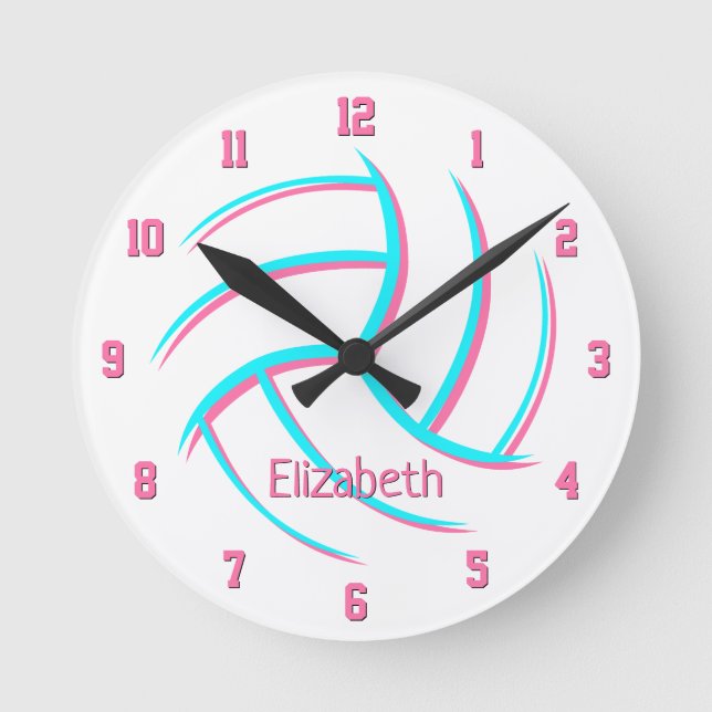simple minimalist style custom girls volleyball round clock (Front)