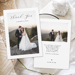 Simple Minimalist Stylish Script Thank You Wedding Card