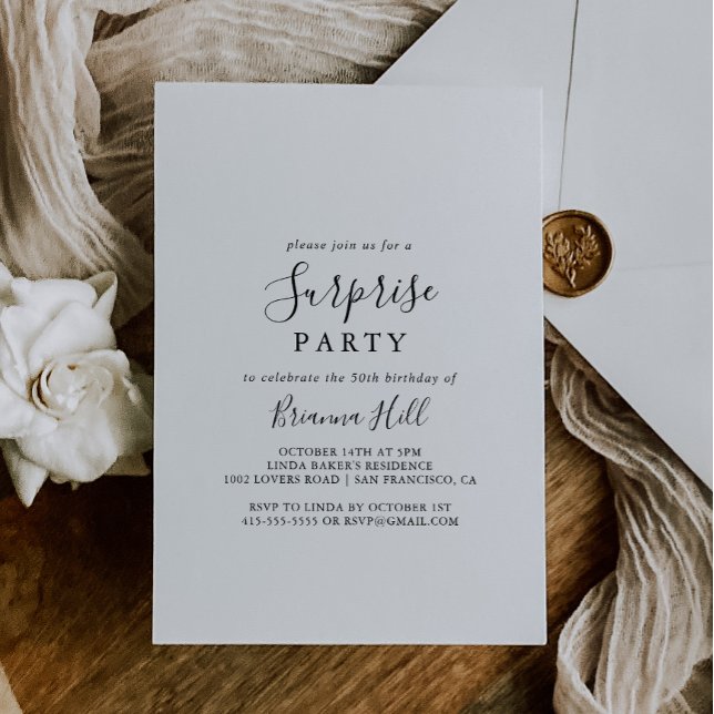 Simple Minimalist Surprise Party Invitation (Creator Uploaded)