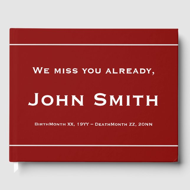 Simple, Minimalist Sympathy Guestbook (Front)