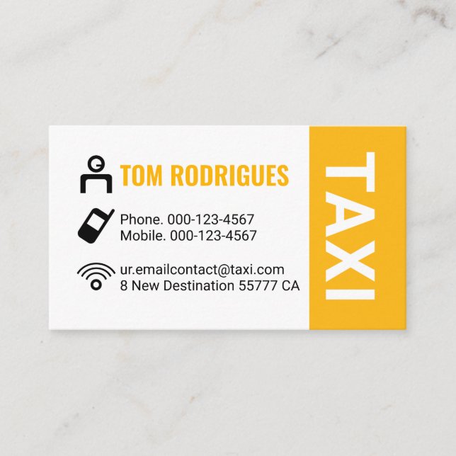 Simple Minimalist Taxi Service Driving Business Card (Front)