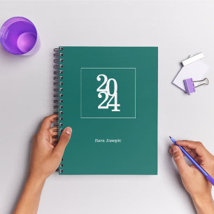 Simple Minimalist Teal 2024 weekly monthly Planner